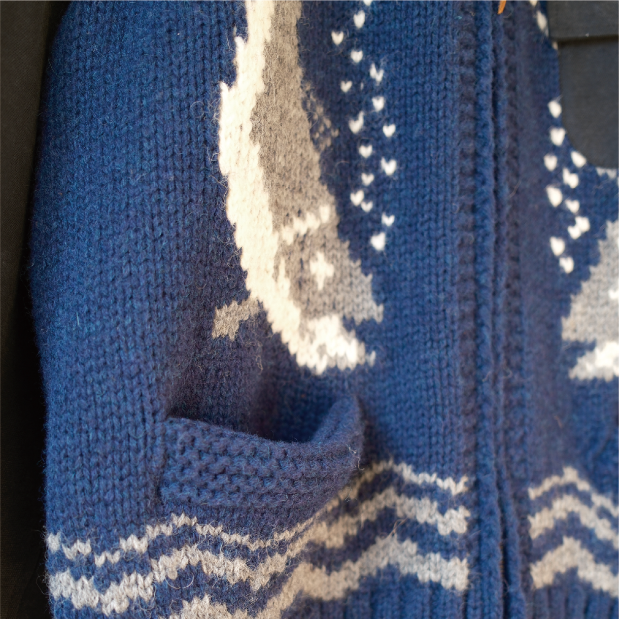 코키 콤비네이션 코위찬 스웨터 블루 - 26FW(Khoki Combination Cowichan Sweater Blue - 26FW) - 5