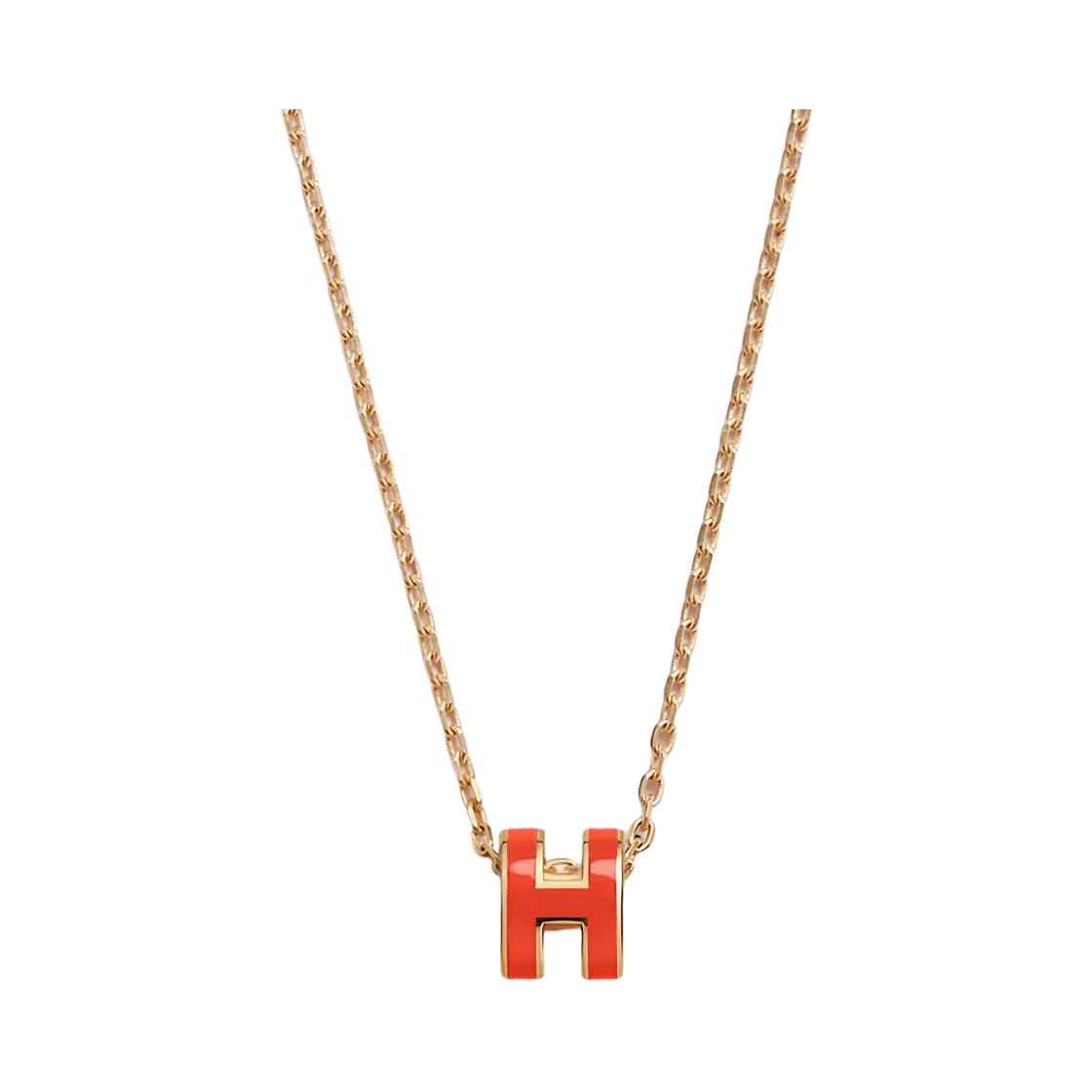 (W) 에르메스 미니 팝아슈 펜던트 래커드 메탈 & 옐로우 골드 하드웨어 뉴 카푸치네((W) Hermes Mini Pop H Pendant Lacquered Metal & Yellow Gold New Capucine) - 2