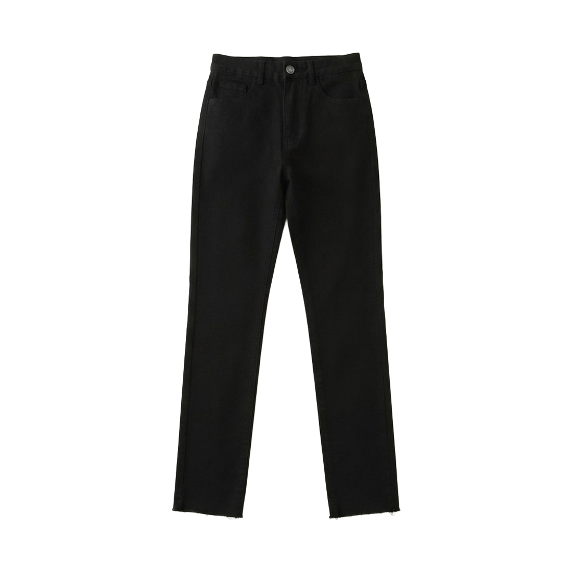 GW3731-블랙 GCLIP Bonding Fleece Hem Cutting Black Straight Cotton Pants