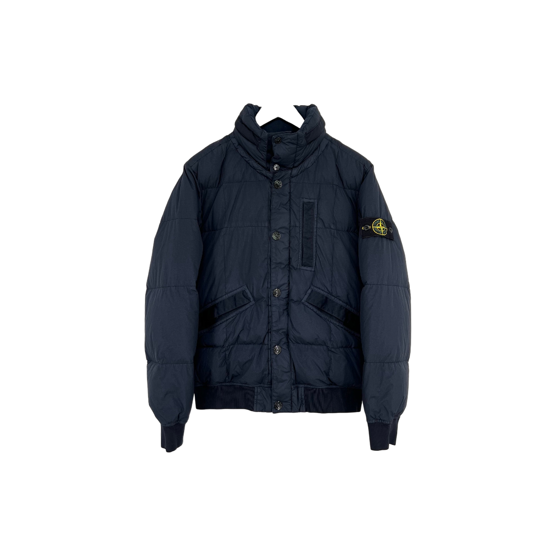 ITM677L2HNFV Stone Island Crinkle Lap Short Puffer Jacket Navy