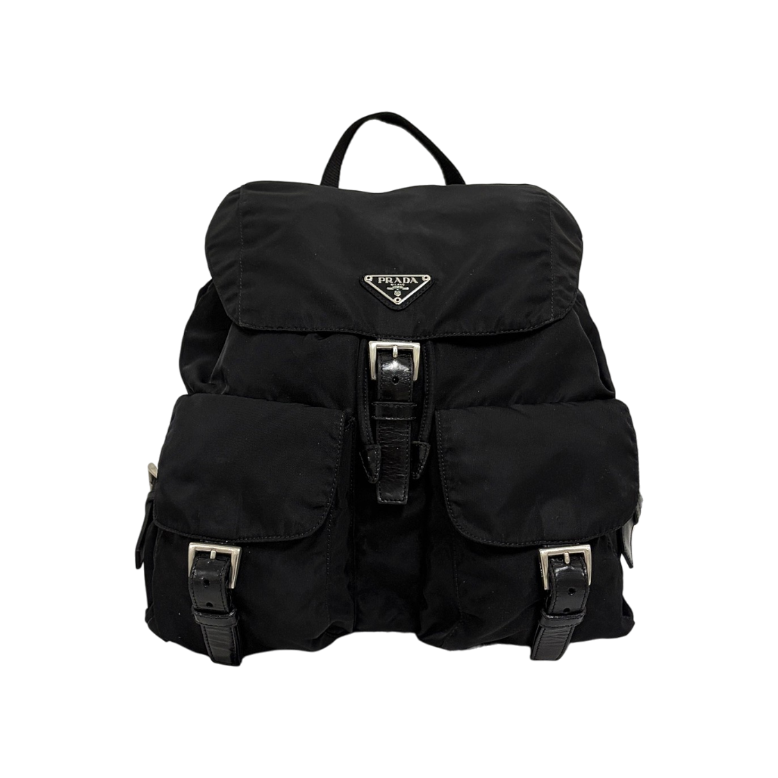 ITUG5T4AGIKF Prada Triangle Logo Medium Nylon Backpack in Black