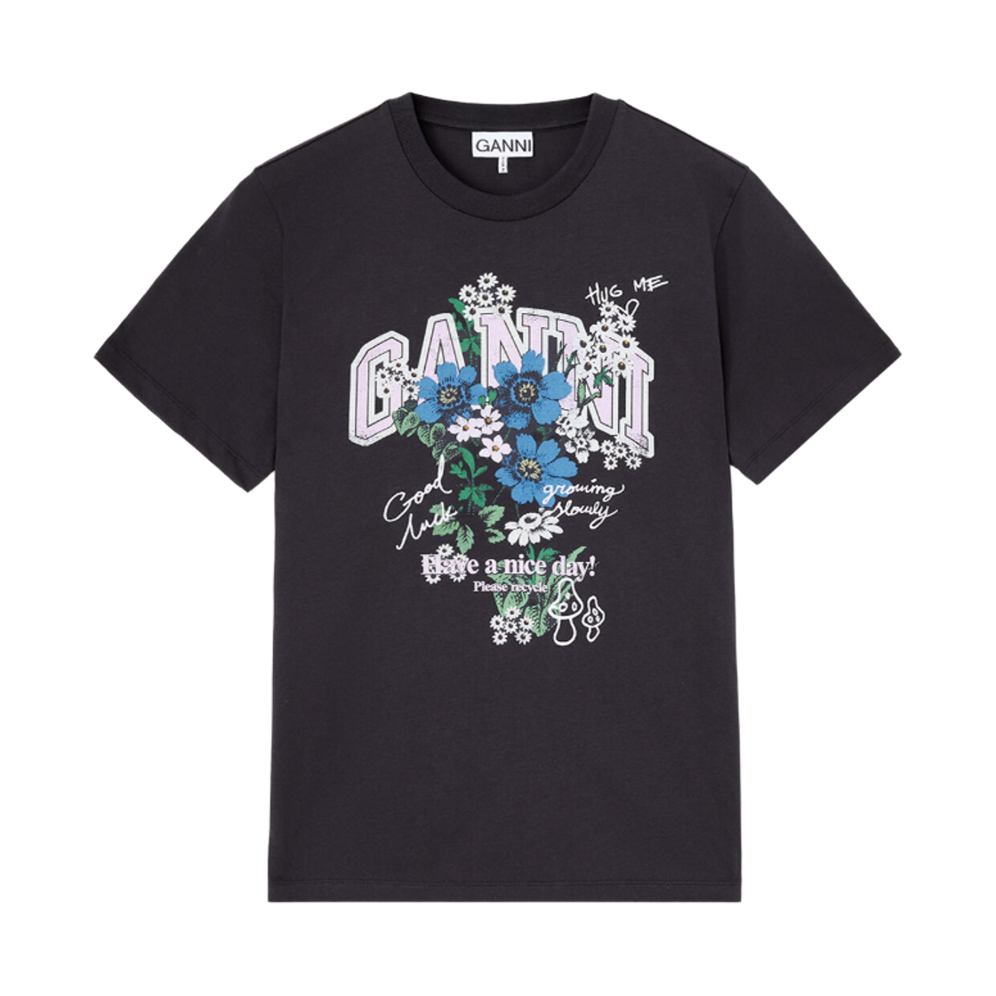 A1050331-252 (W) Ganni T-shirt with Flowers Phantom