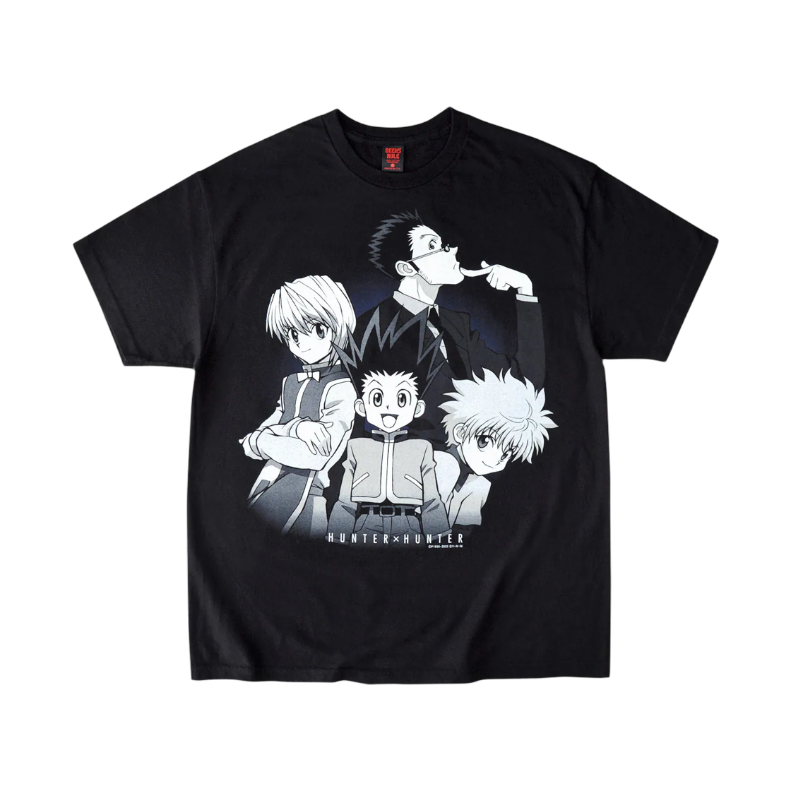 긱스 룰 x 헌터x헌터 실크스크린 프린팅 티셔츠 4인방 블랙(Geeks Rule x Hunter x Hunter Silkscreen Printing T-Shirt Quartet Black)