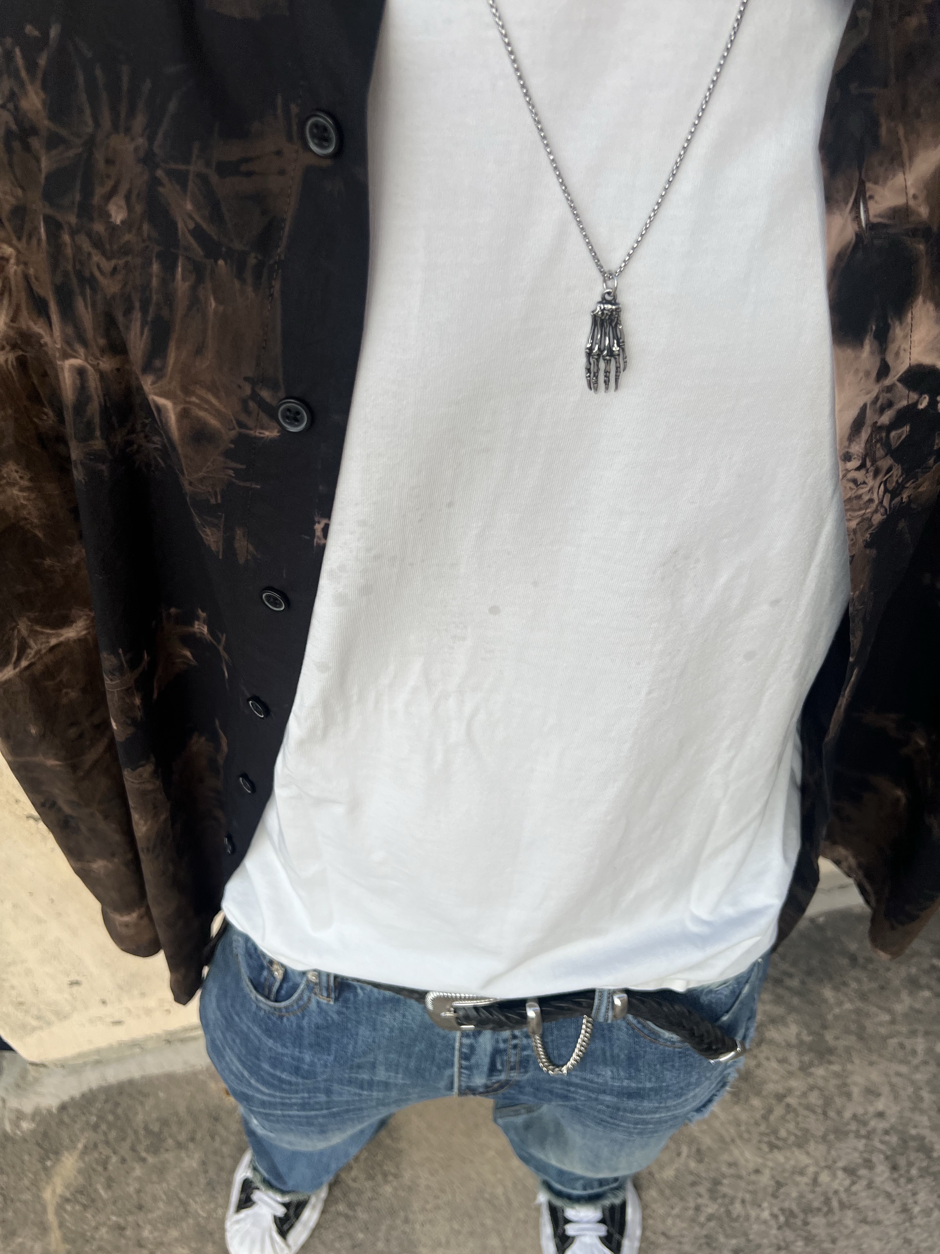 Maison Mihara Yasuhiro Blakey OG Sole Canvas Low-top Sneakers Black White, Jieda Western Belt Black 착용 스타일 - 3