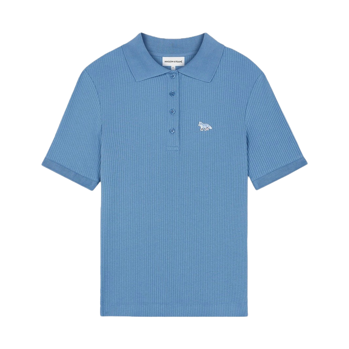 MW00203KJ0134-P428 (W) Maison Kitsune Fine Ribbed Polo Hampton Blue