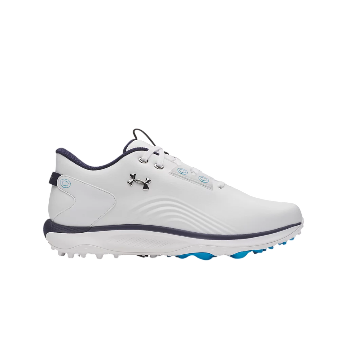 6006121-100 Under Armour UA Drive Fade 2 Spikeless Golf Shoes White Metallic Silver