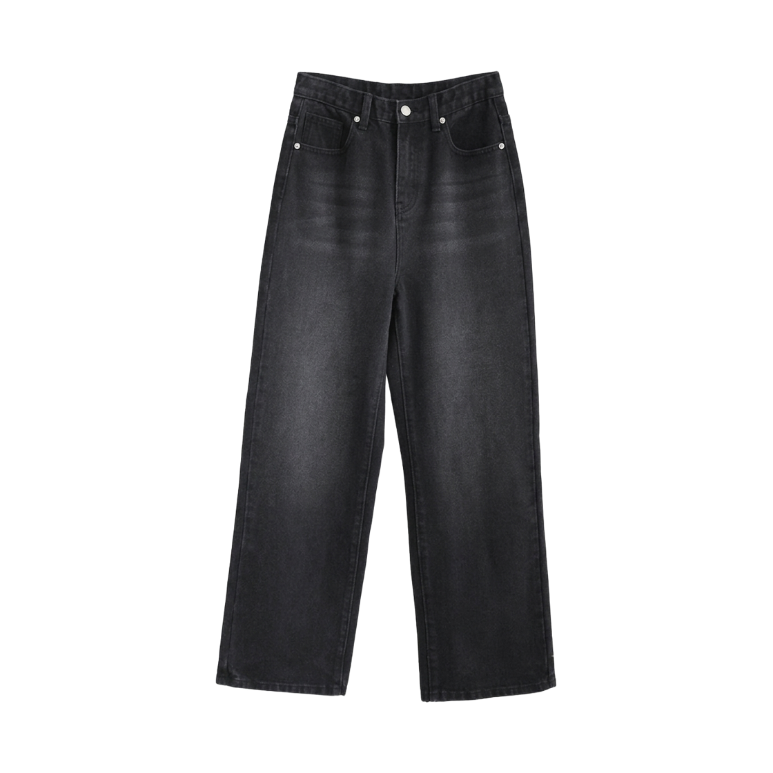 GW3656 GCLIP Warm Fleece Cat Sand Washed Black Straight Denim Pants
