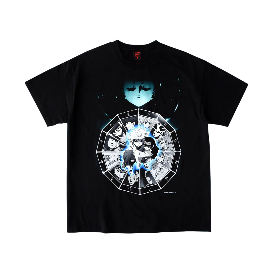 긱스 룰 x 헌터x헌터 실크스크린 프린팅 티셔츠 회장 선거 편 블랙(Geeks Rule x Hunter x Hunter Silkscreen Printing T-Shirt Election Arc Black)