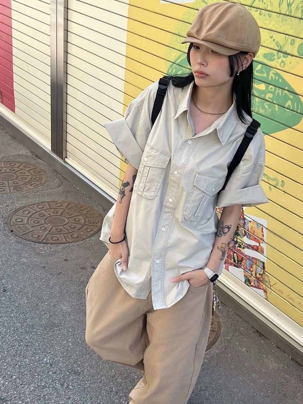 Nike Air Force 1 '07 WB Flax, Casio A-158WA-1 착용 스타일 - 4