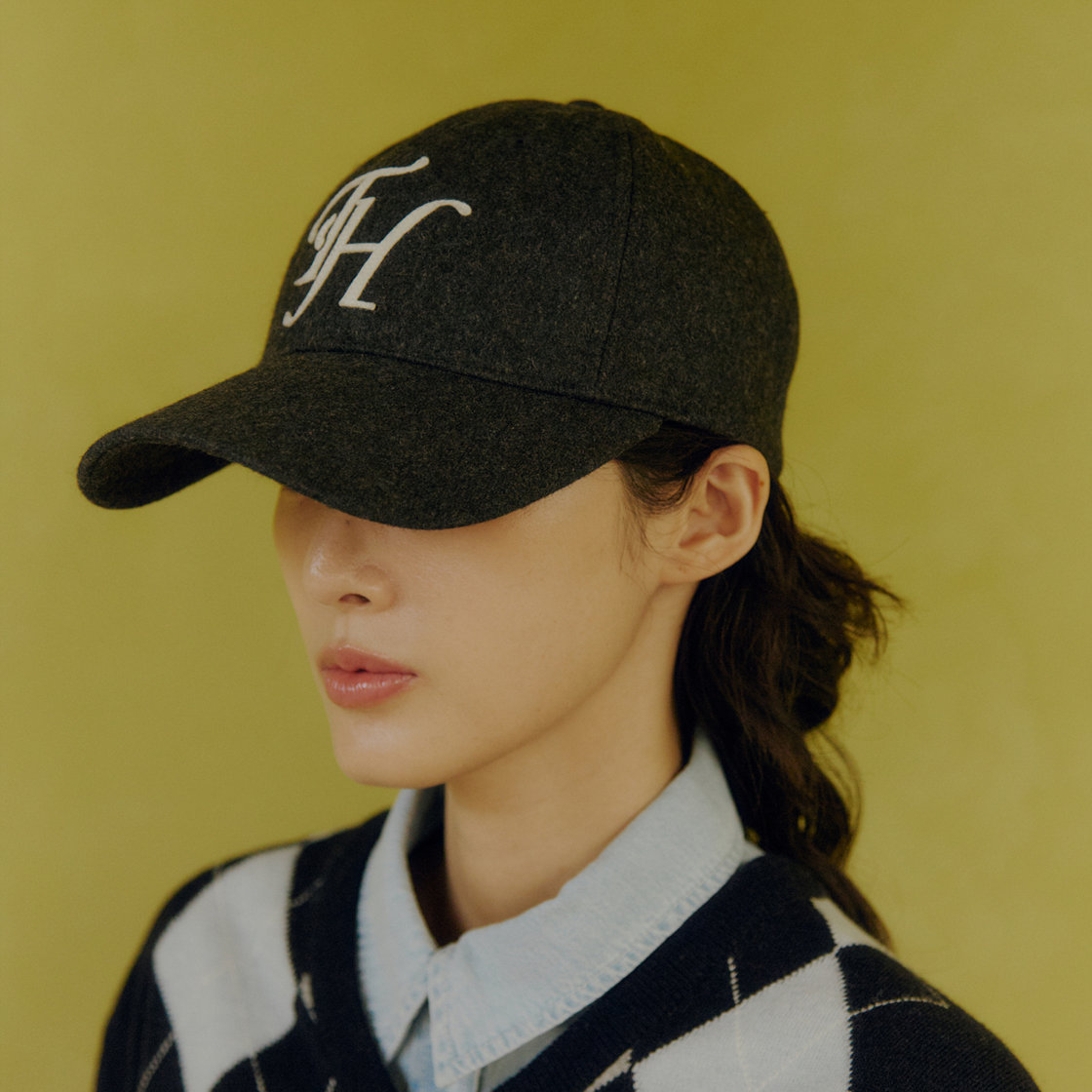 트래픽하모니 울블랜드 TH 아플리케 로고 딥핏 볼캡 그레이(Traffic Harmony Wool Blend TH Applique Logo Deep Fit Ball Cap Grey) - 6