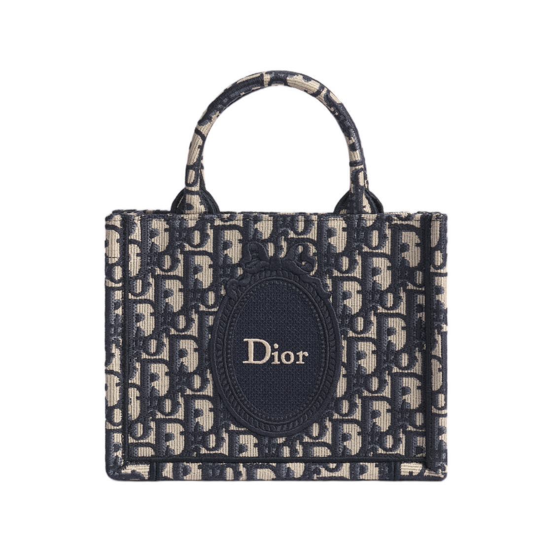 S5584OEMX-M928 Dior Book Tote Strap Mini Bag Dior Oblique Embroidery & Dior Medallion Blue