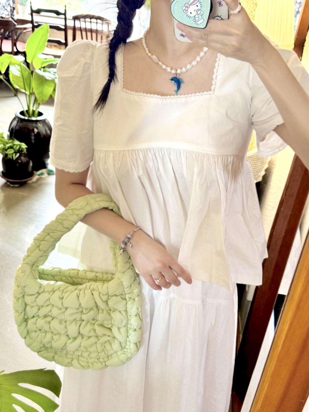 COS Quilted Mini Bag Green, (W) Pandora Moments Open Bangle Sterling Silver 착용 스타일 - 1