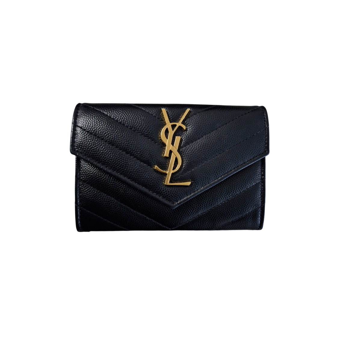 ITWIC26JGVHH Saint Laurent Envelope Gold Card Holder Wallet Medium Black 414404