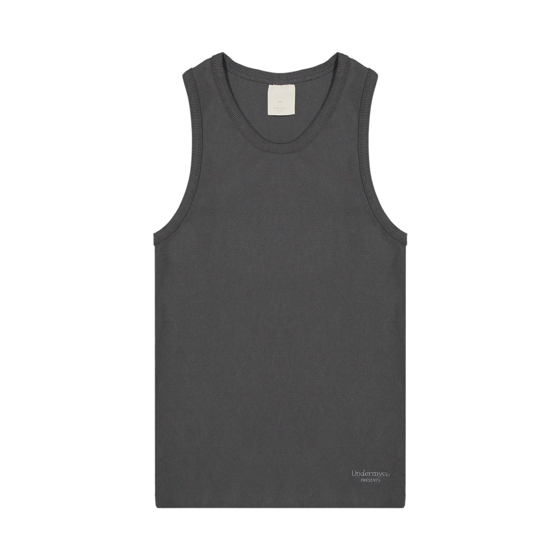 언더마이카 무.192 클래식 로고 립드 슬림 탱크 탑 차콜(Undermycar Mu.192 Classic Logo Ribbed Slim Tank Top Charcoal)