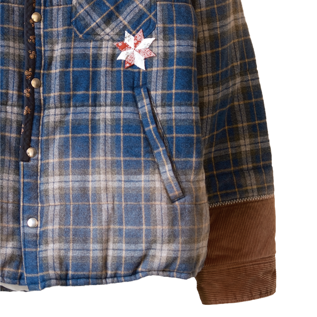 코키 빈티지 이펙트 체크 푸퍼 자켓 블루 - 26FW(Khoki Vintage Effect Checked Puffer Jacket Blue - 26FW) - 3
