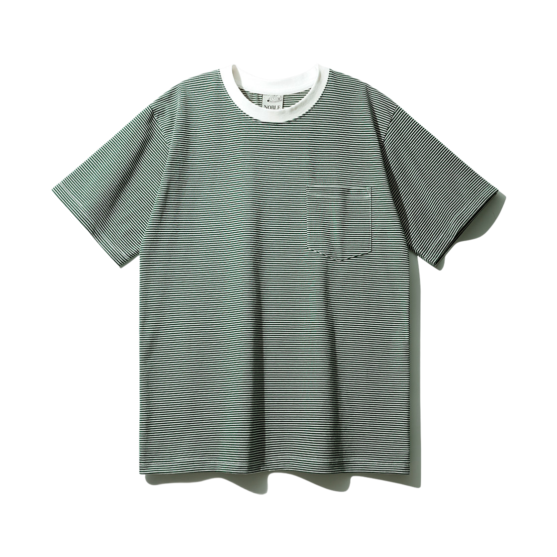 페플 오르빗 베이 스트라이프 포켓 반팔티 그린아이보리 KHST1473(FP142 Orbit basic stripe pocket half sleeve t-shirts green KHST1473) - 1