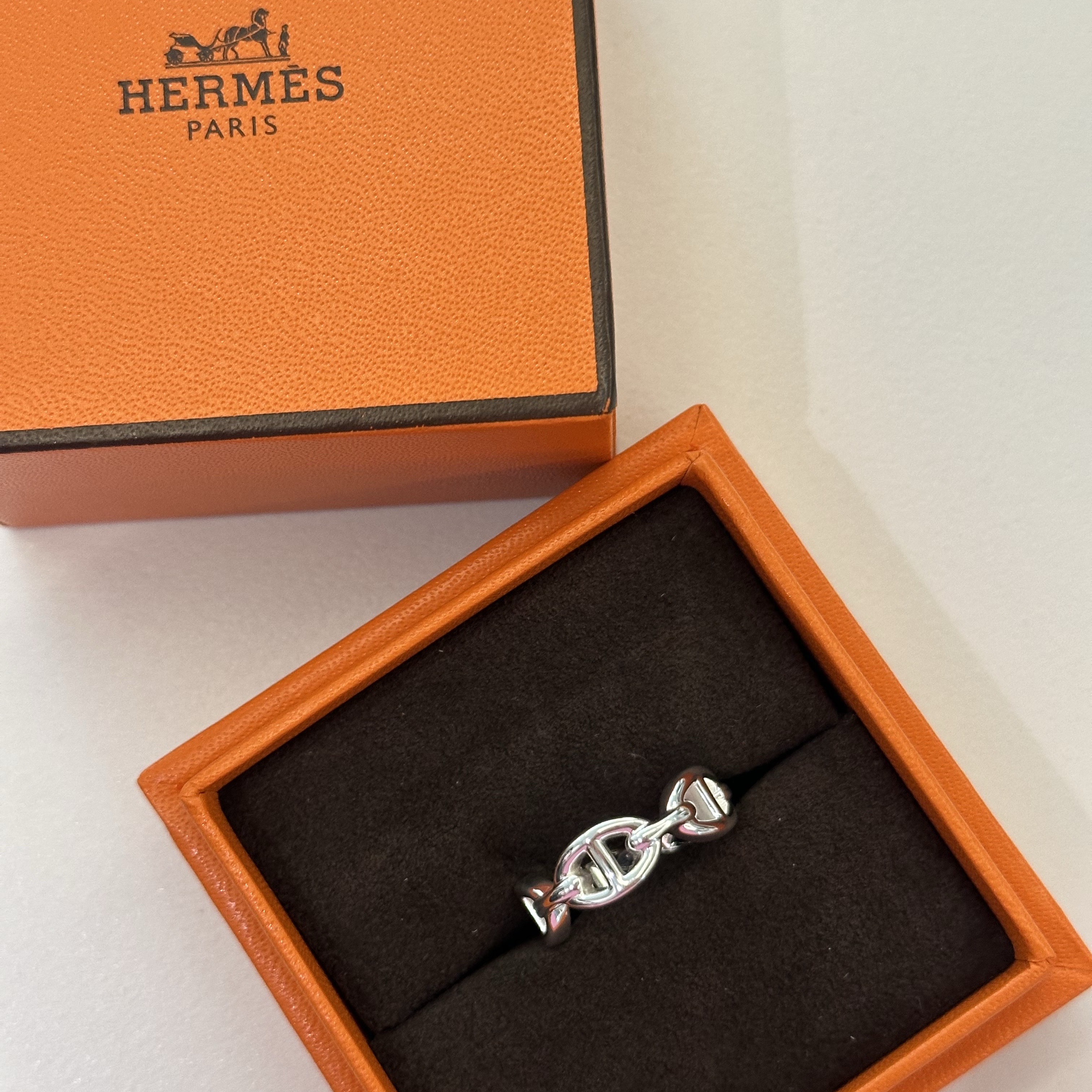 (W) Hermes Small Chaine D'Ancre Enchainee Ring Sterling Silver 착용 스타일