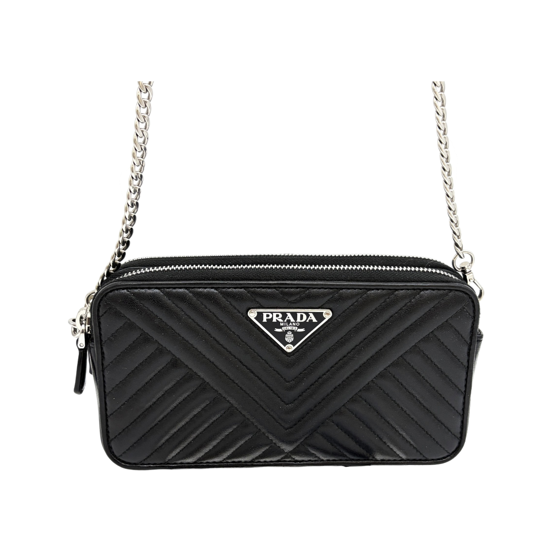 IT52RVQ4QRQH Prada Diagram Chain Crossbody Bag Black