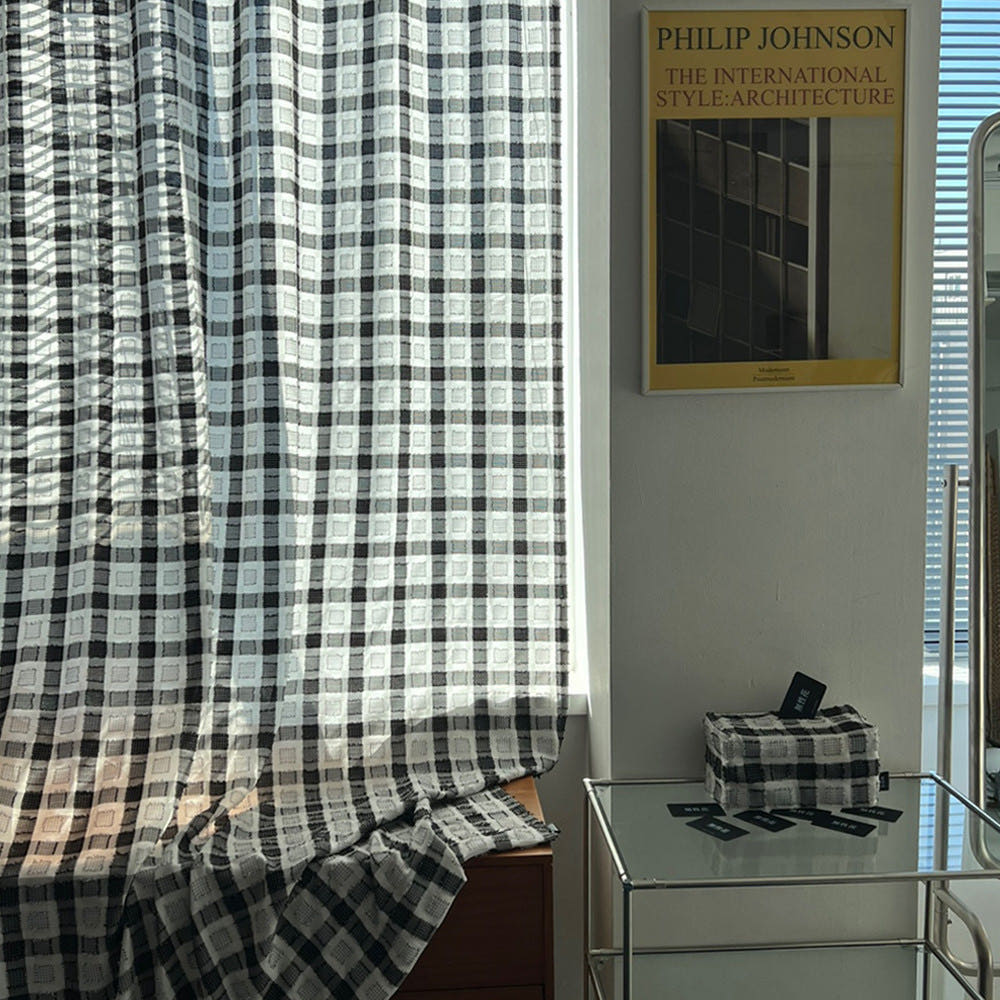 무성화 beggar 미드센츄리 모던 체크 커튼 135x230cm(MUSEONGHWA Beggar Mid-Century Modern Check Curtain 135x230cm) - 2