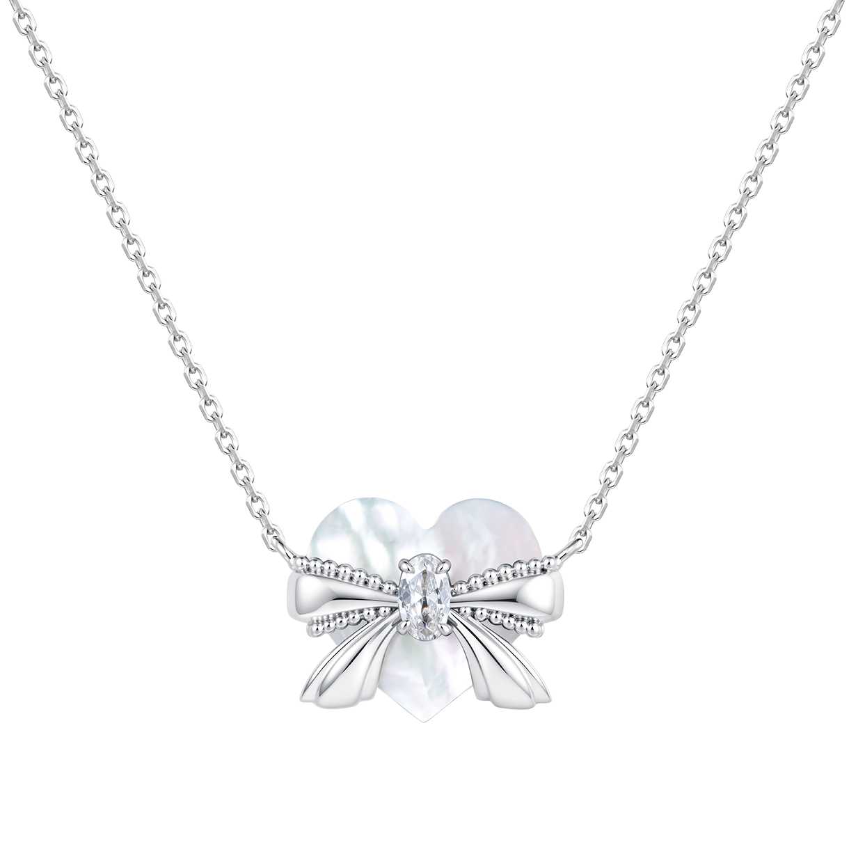 위민 싱글 하트 쉐이프 네이커 네클리스 화이트 - 26FW(Yvmin Single Heart Shaped Nacre Necklace White - 26FW)