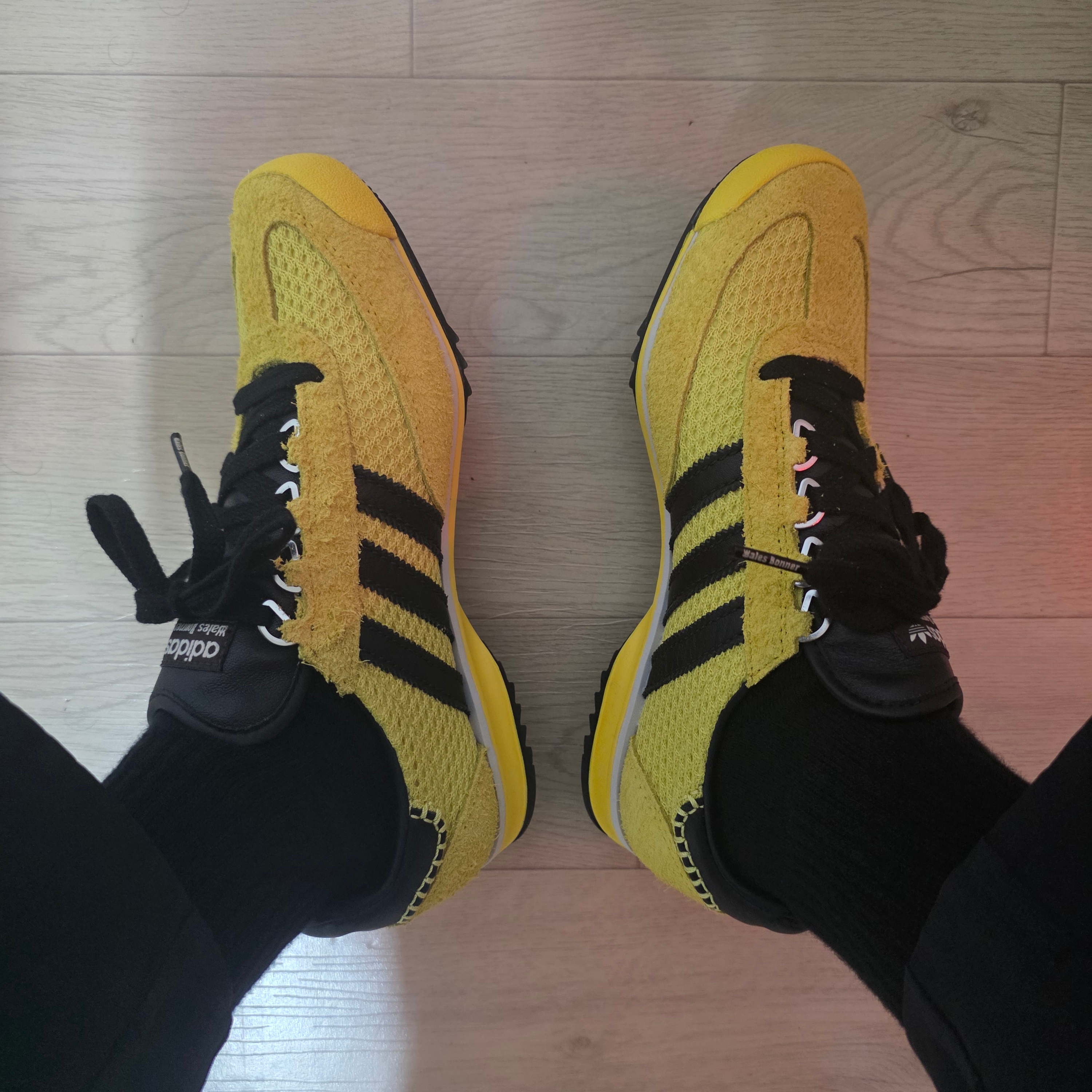Adidas x Wales Bonner SL 76 Yellow Core Black, Nike Everyday Lightweight Training Crew Socks Black (3 Pack/Korean Ver.) 착용 스타일 - 9
