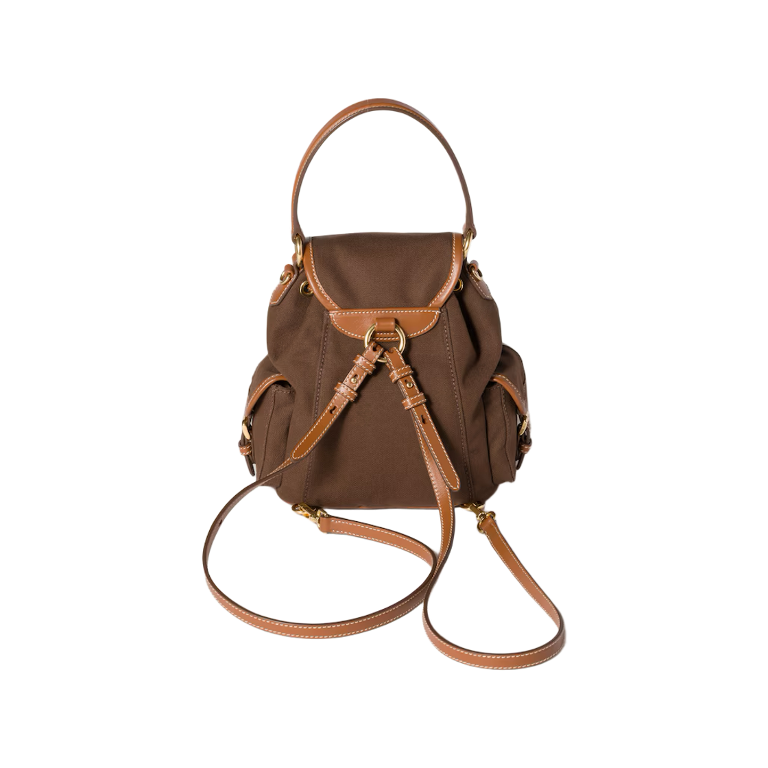미우 미우 캔버스 앤 레더 백팩 코코아 브라운 브랜디(Miu Miu Canvas and Leather Backpack Cocoa Brown Brandy) - 2