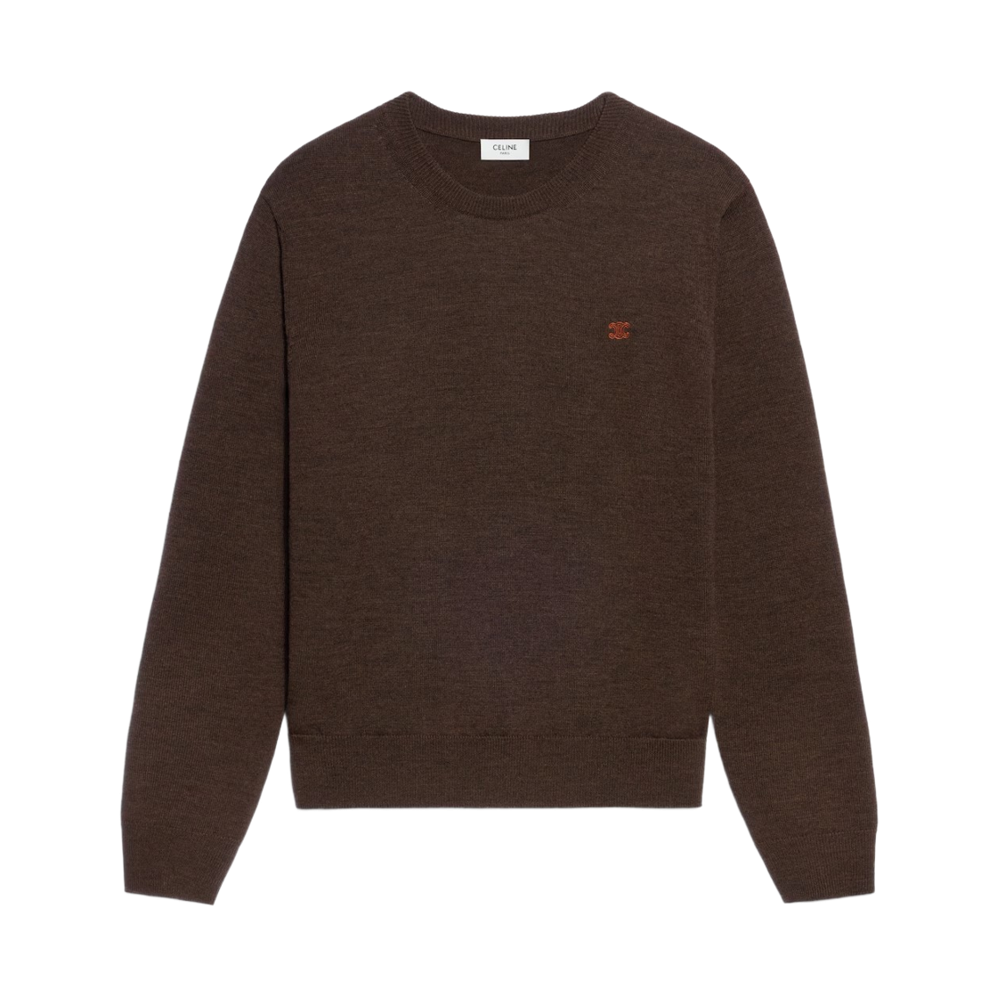 RY05K3G77-18CC Celine Crewneck Sweater in Fine Wool Chocolate