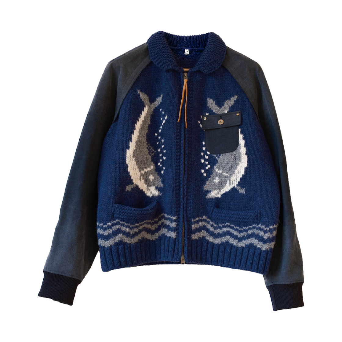 코키 콤비네이션 코위찬 스웨터 블루 - 26FW(Khoki Combination Cowichan Sweater Blue - 26FW)