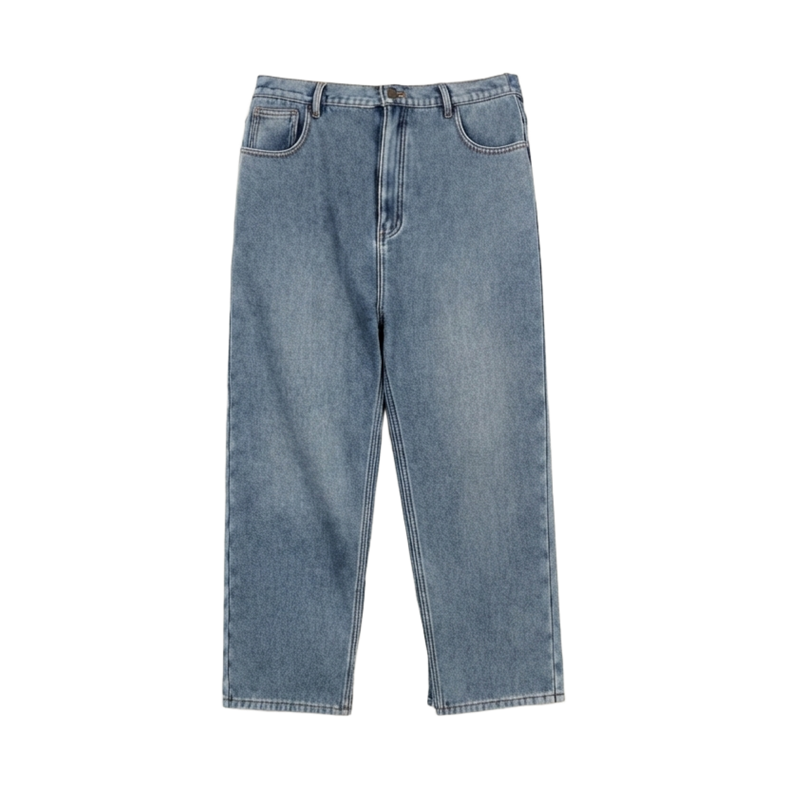 GW3732-블루 GCLIP Warm Cotton Lining Back-Banding Straight Jeans Blue
