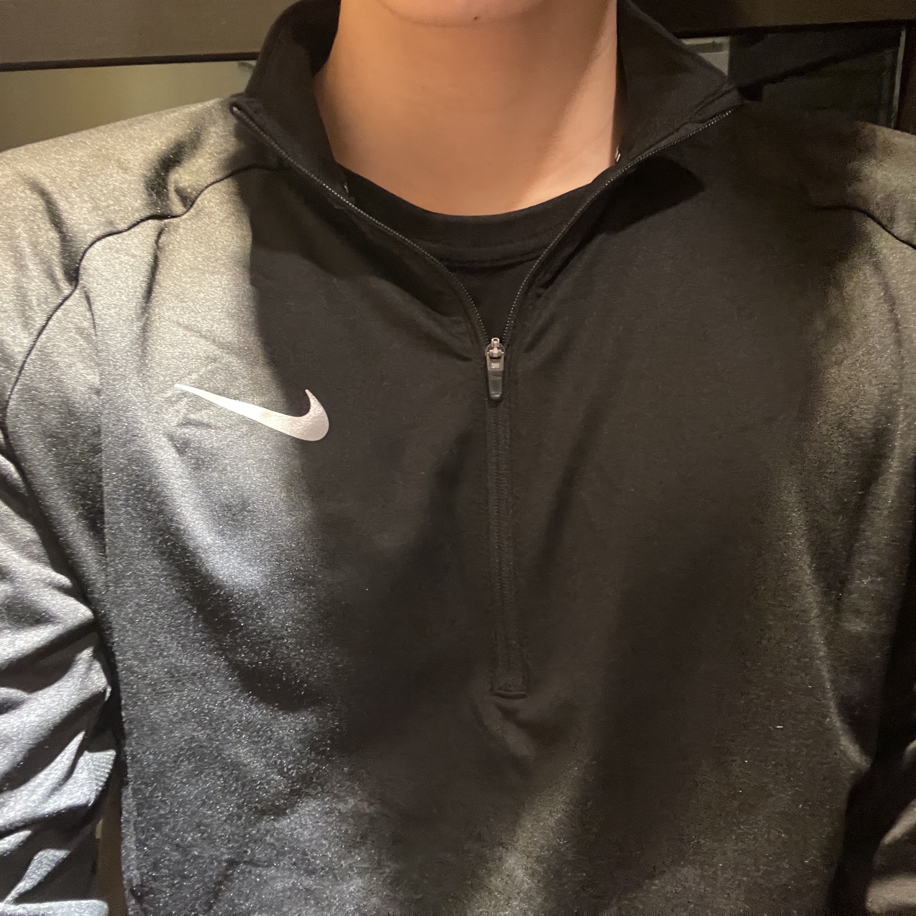 Nike Stride Dri-Fit 1/4 Zip Running Top Black- Asia, Adidas Adizero Boston 13 Cloud White Core Black 착용 스타일 - 1