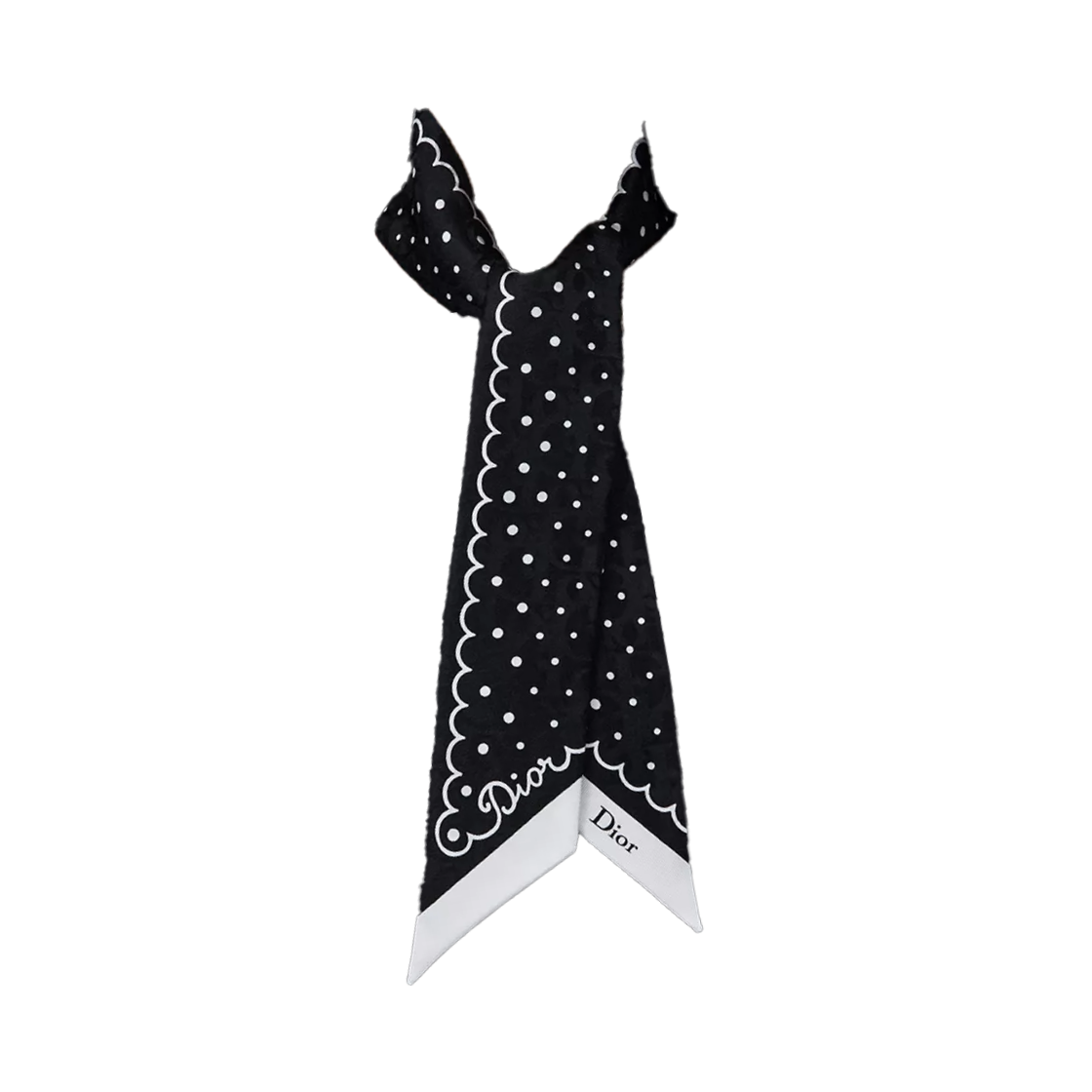 65TM106I6216-C930 (W) Dior Polka Dior Oblique Mitzah Scarf Silk Twill Black White