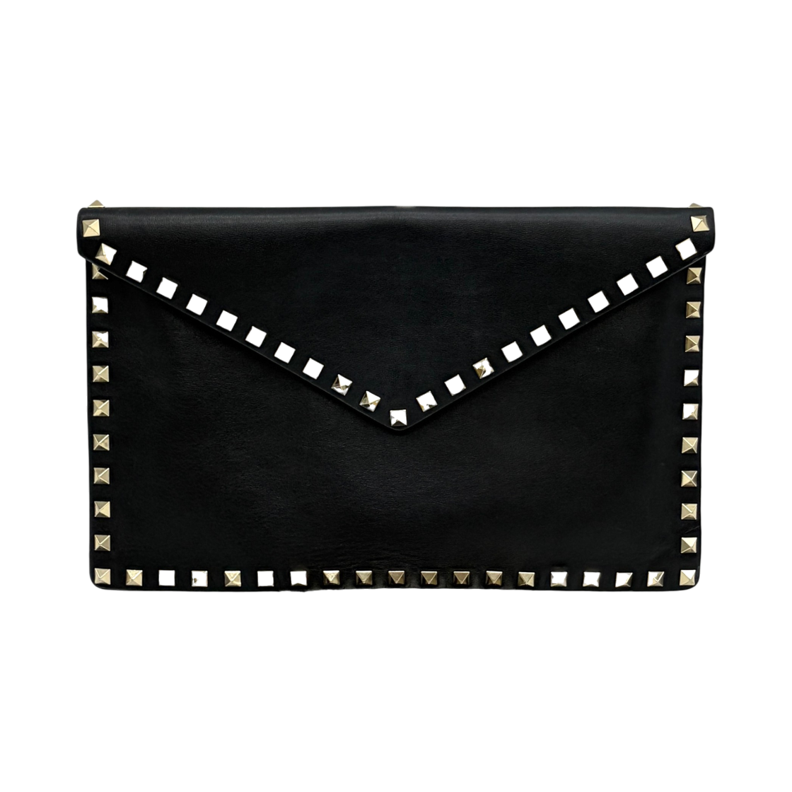 ITDUCITNJWTN Valentino Rockstud Envelope Flap Clutch Black