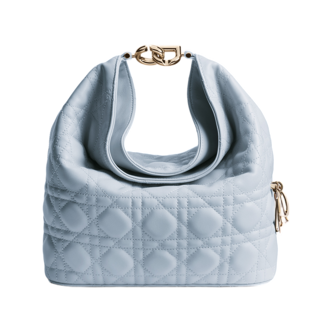 M2867ODKZ-M39Z Dior Toujours Small Hobo Bag Cannage Lambskin Ice Blue