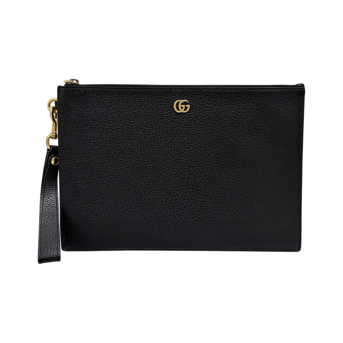 ITFP5N77GH45 Gucci GG Marmont Leather Clutch Bag Black 475317