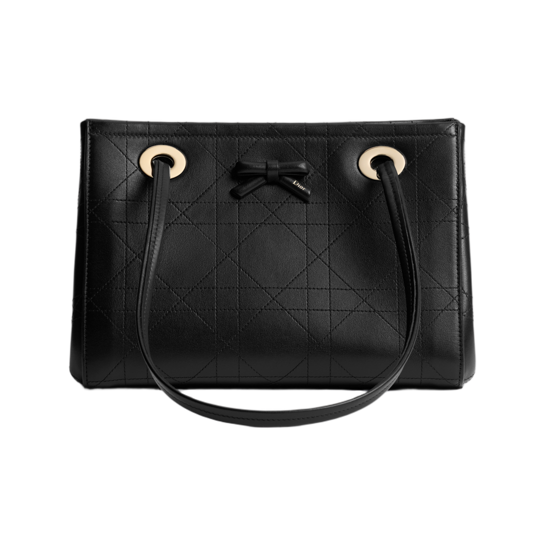 M1410OHST-M911 Dior Promenade Small Shopper Bag Flat Cannage Calfskin Black