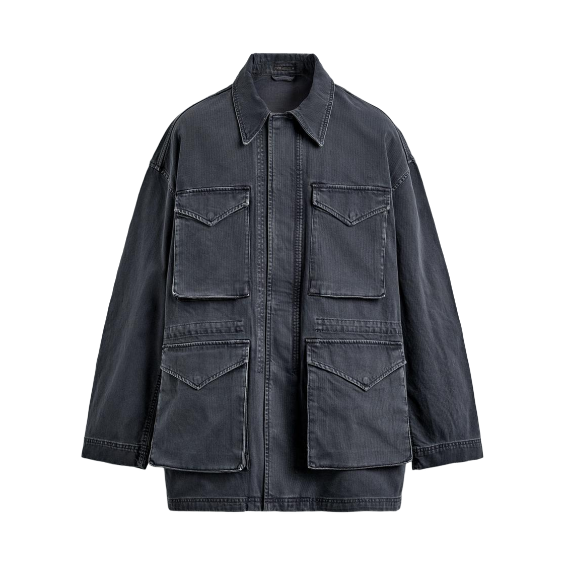 2634/200/434 Zara Washed Cotton Textured Parka Light Indigo