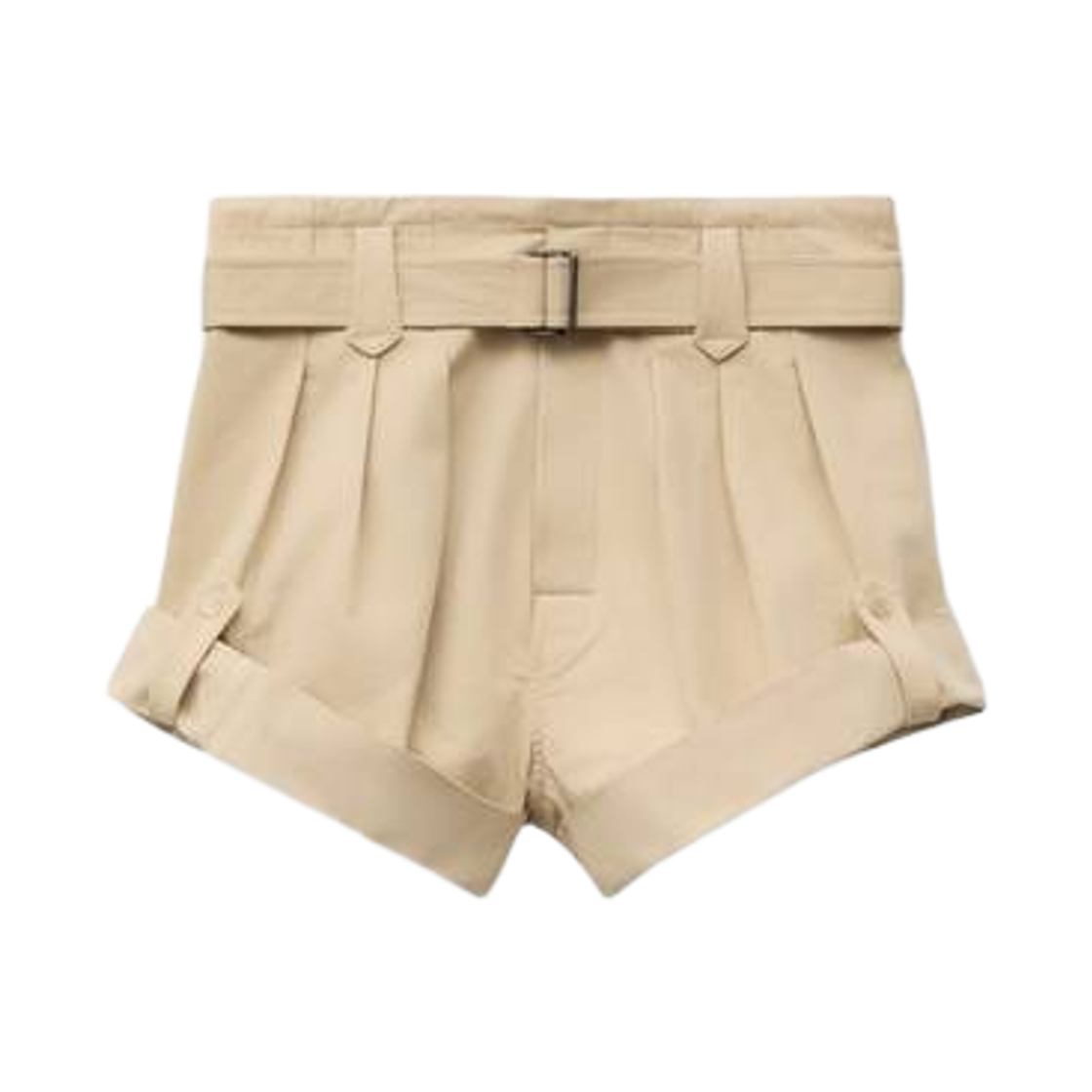 (W) 겐조 하이 웨이스트 코튼 트윌 쇼츠 베이지((W) Kenzo High Waisted Shorts in Cotton Twill Beige) - 1