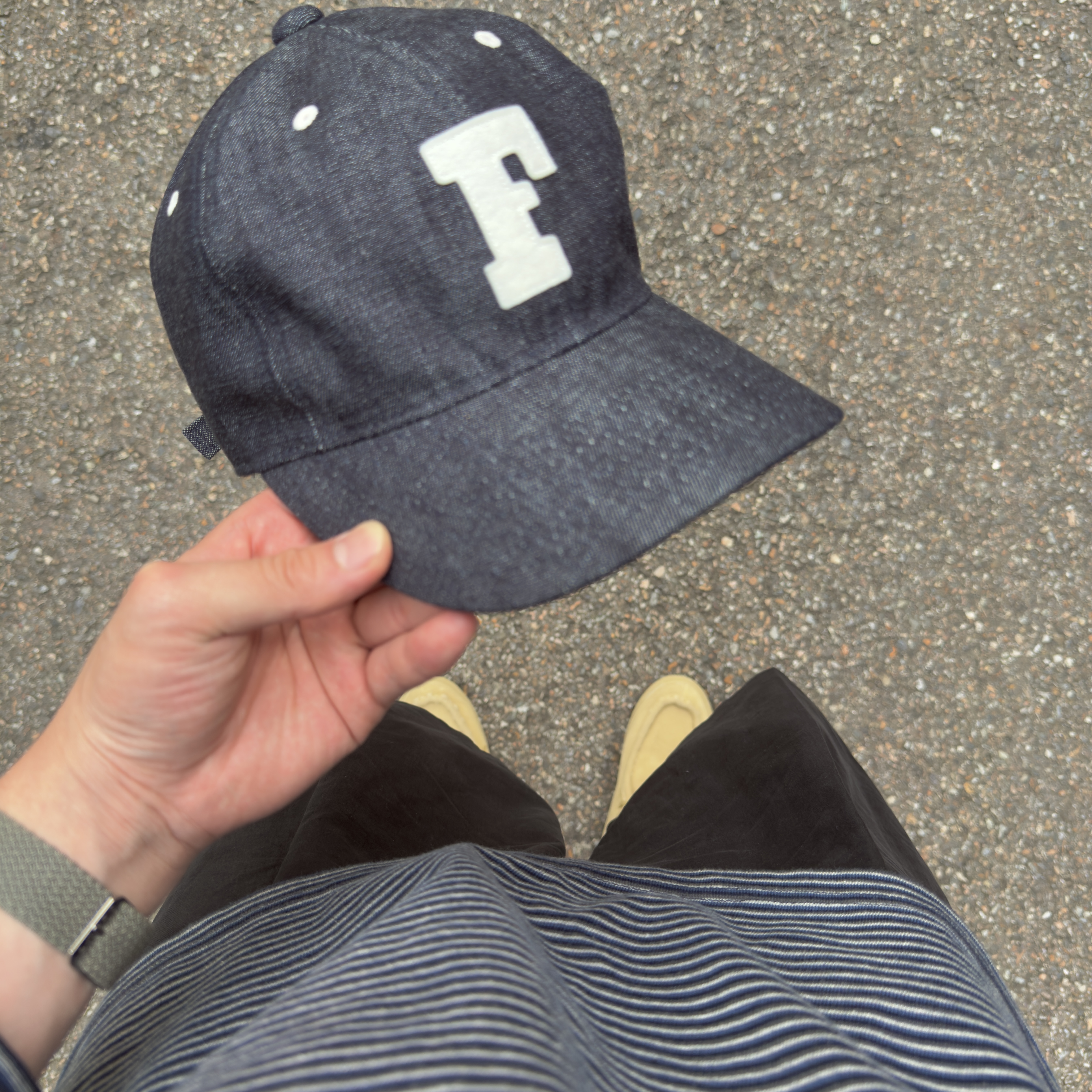Fullcount 6 Panel Denim Baseball Cap F Patch Indigo Blue, Vans Carver Low Sand Beige 착용 스타일