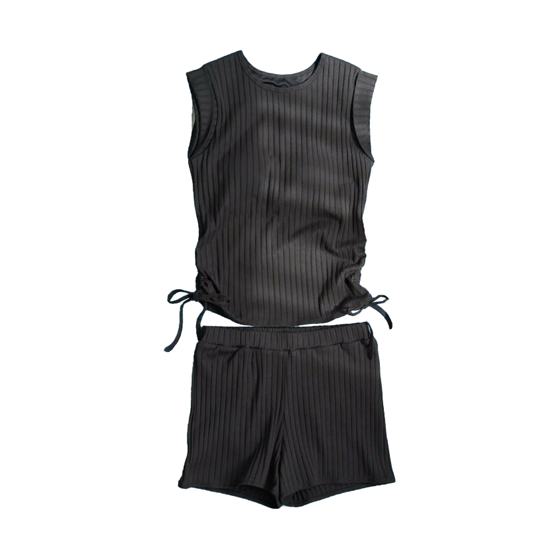 (W) 프릭스 스토어 사이드 스트링 개더드 2 세트 오브 스윔수트 블랙((W) Freak's Store Side String Gathered 2 Set of Swimsuit Black)
