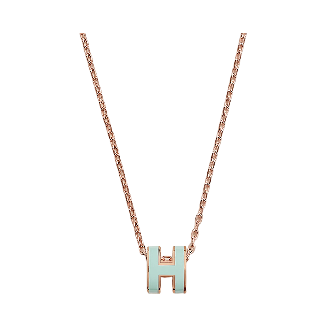 (W) 에르메스 미니 팝아슈 펜던트 래커드 메탈 & 로즈 골드 하드웨어 민트((W) Hermes Mini Pop H Pendant Lacquered Metal & Rose Gold Mint) - 2