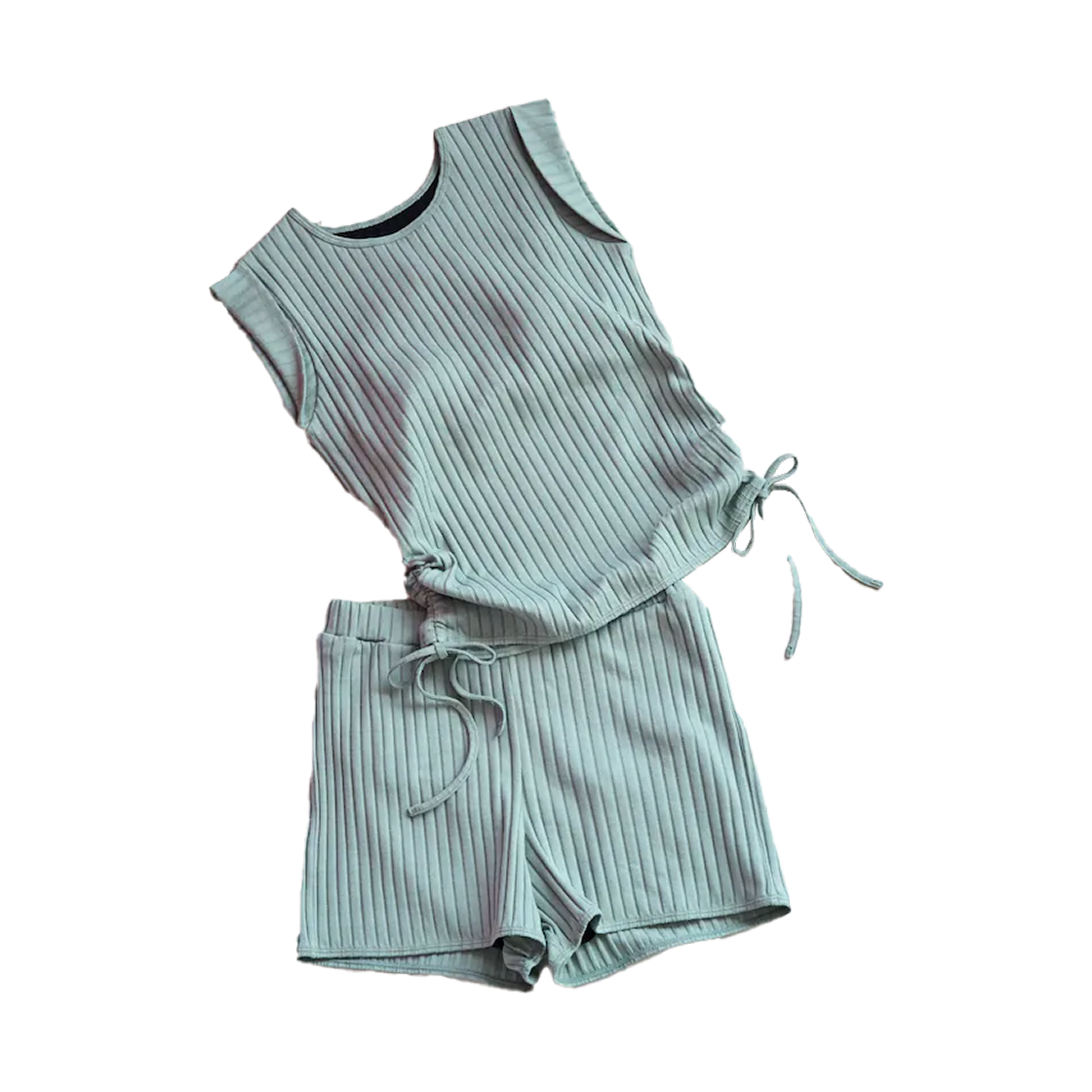 (W) 프릭스 스토어 사이드 스트링 개더드 2 세트 오브 스윔수트 블루 그린((W) Freak's Store Side String Gathered 2 Set of Swimsuit Blue Green)
