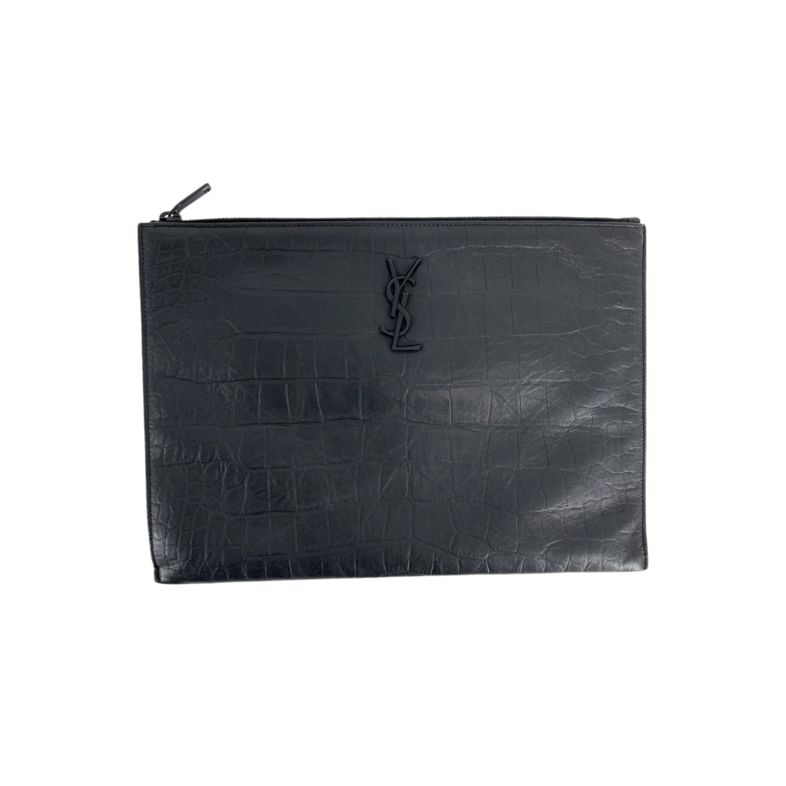 ITWH5H6UTWFC Saint Laurent Monogram Leather Clutch Bag Black 453249