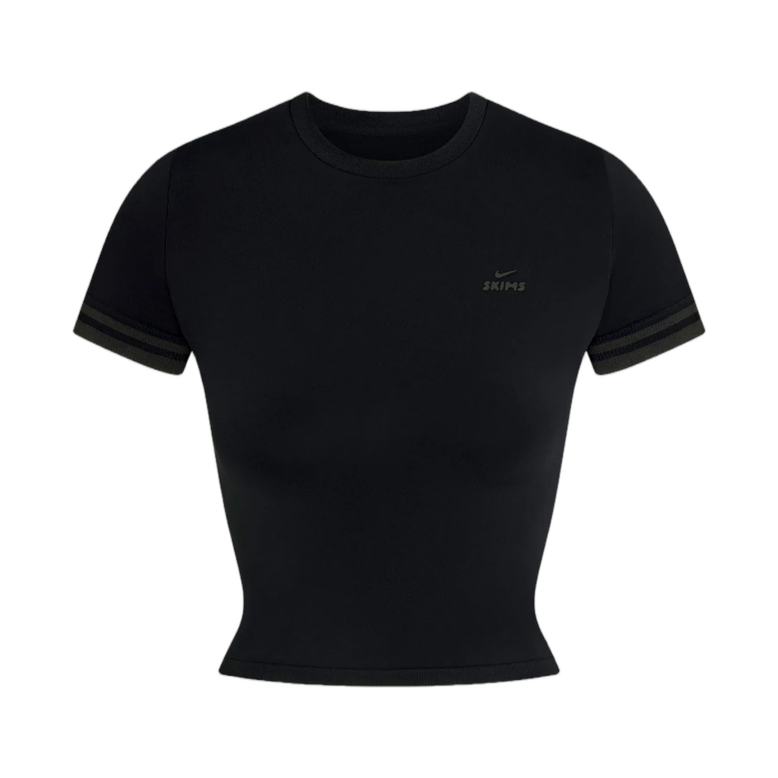 IU2212-054 (W) NikeSKIMS Stretch Knit Cropped Crew-Neck Top NSKM Obsidian NSKM Igneous