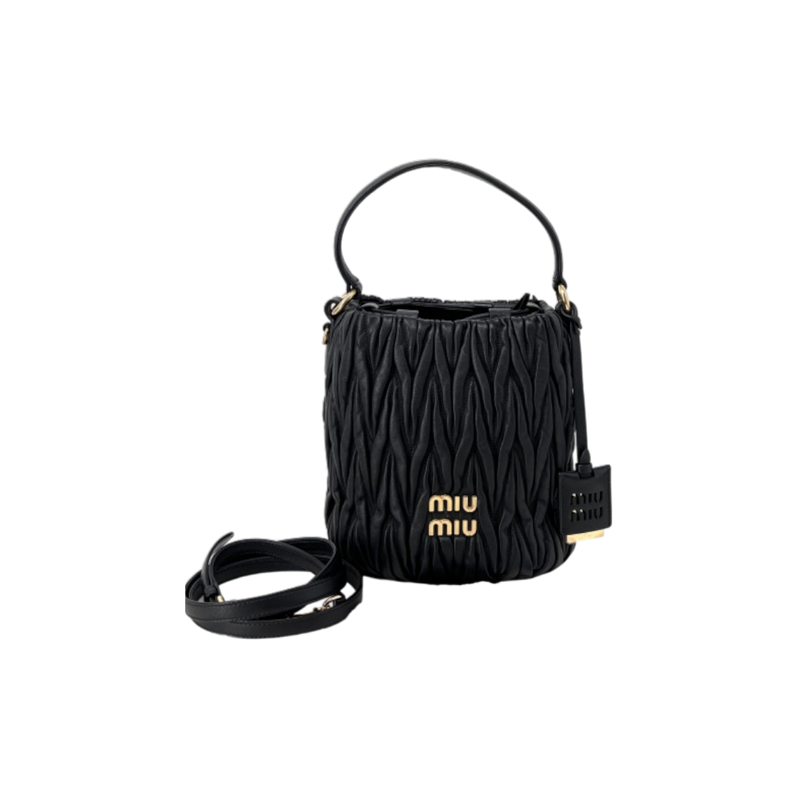 ITANGDFIG5PF Miu Miu Materasse Bucket Shoulder Bag Black 5BE084