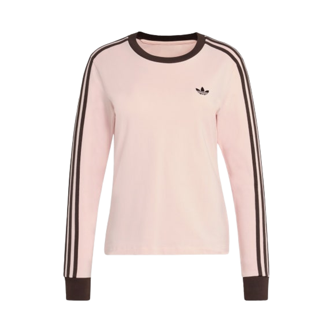 KC9015 (W) Adidas 3-Stripes Long Sleeve Slim Fit T-Shirt Sandy Pink Aurora Coffee - KR Sizing