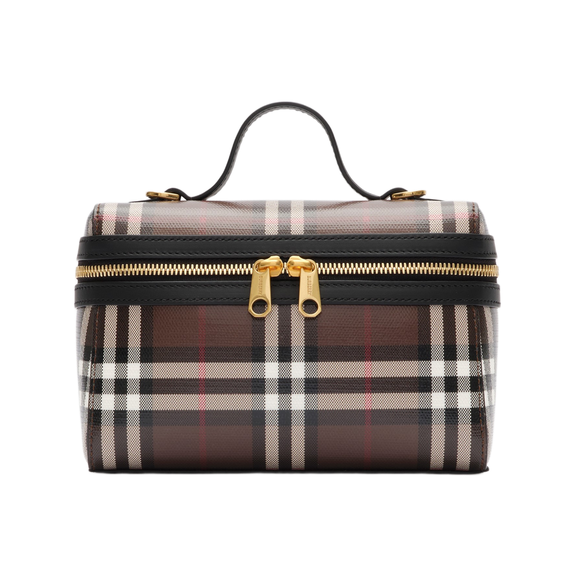 8132098 Burberry Check Vanity Bag Chocolate Brown