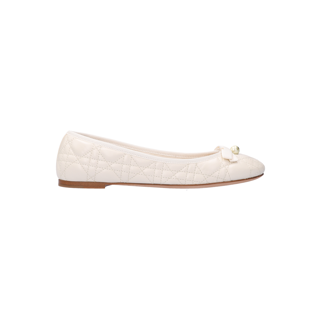 ITL7IT7MBNQL Dior Quilted Cannage Leather Ballet Flats in White
