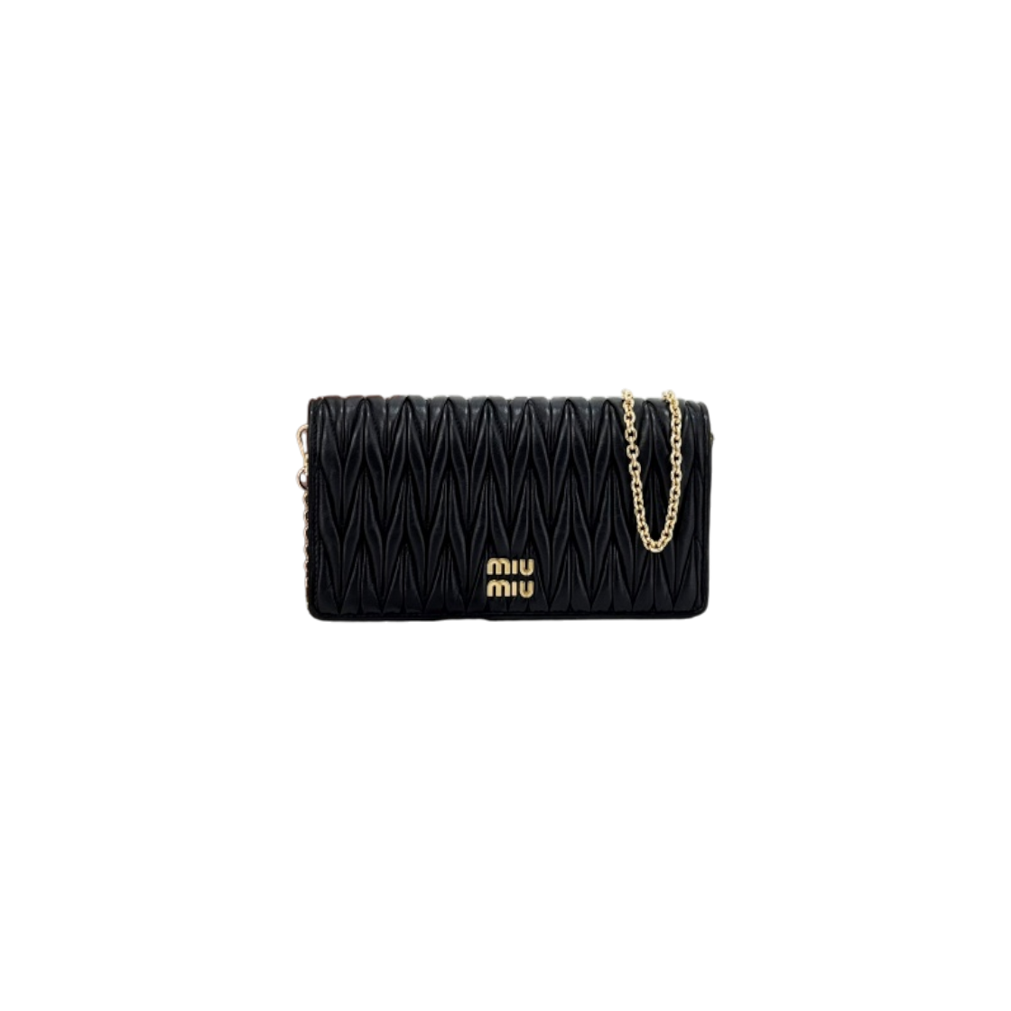 ITK65P3P2FQL Miu Miu Matelasse Chain Crossbody Bag Black 5ZH178