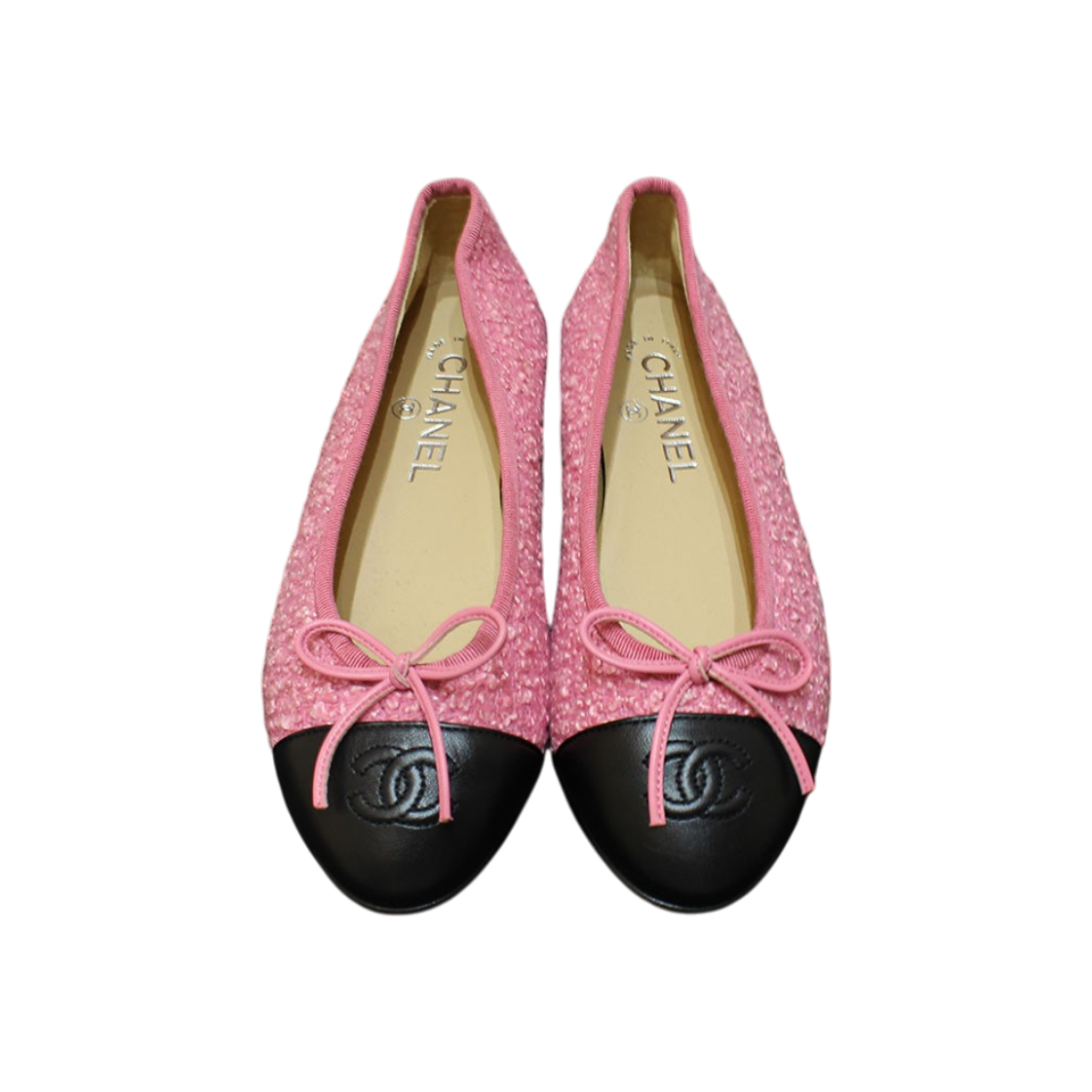 ITGO3NKSPIQ6 Chanel Tweed Ballerina Flats 35.5C G02819