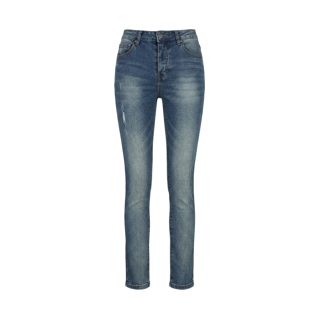 GW4260 GCLIP Warm Fleece Fly-Button Washed Straight Denim Pants
